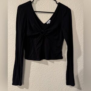 love, Fire Black V-Neck Crop Top